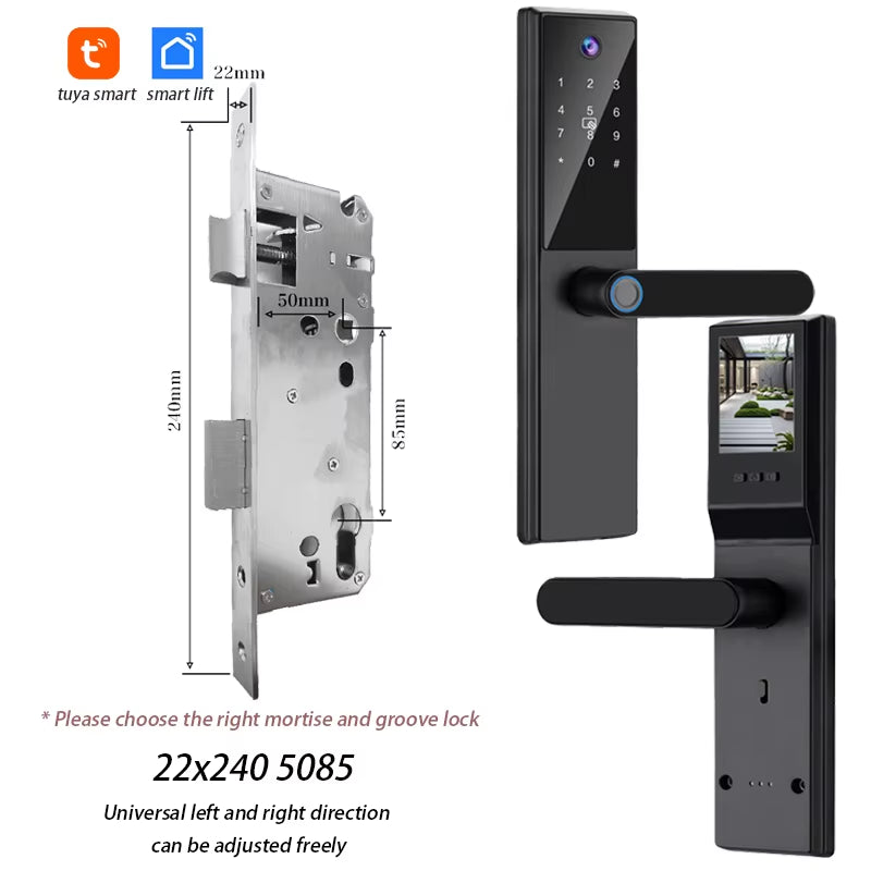Tuya Wifi Digital Electronic Smart Door Lock with Camera Photo Capture for Residential and Apartment Entrance Doors