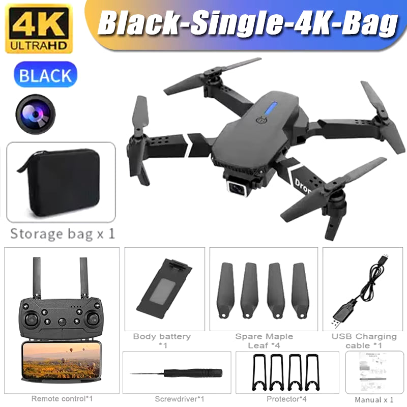 Professional Drone E88 4K Wide-Angle HD 1080P Camera Wifi FPV Height Hold Foldable RC Drone Quadrotor Helicopter Children'S Toys