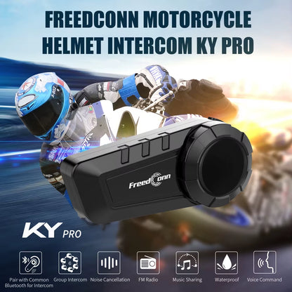KY Pro Motorcycle Intercom Bluetooth Helmet Headset Motorbike 6 Riders 1000M Moto Group Waterproof Interphone