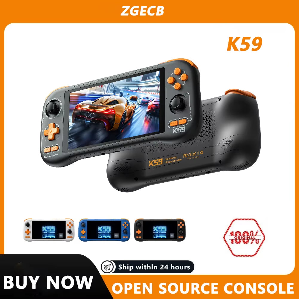 FLLAPT NEW K59 Handheld Game Console 5.5'' 1080P Screen 50 Emulators for PS1/PSP/DC/SS Android14 5000Mah WIFI5 Retro Game Player