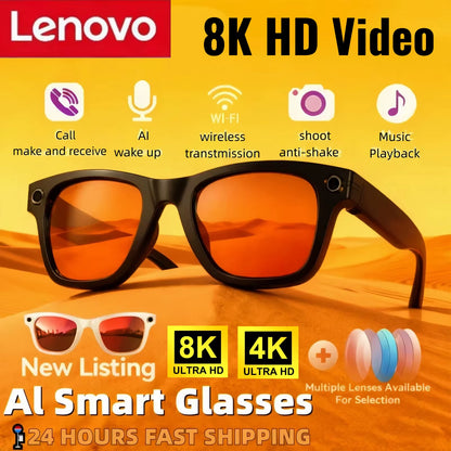 8K 4K AI HD Shooting Smart Glasses Multifunctional Camera Bluetooth Call Music Voiceplayer Translate Photochromic Glasses